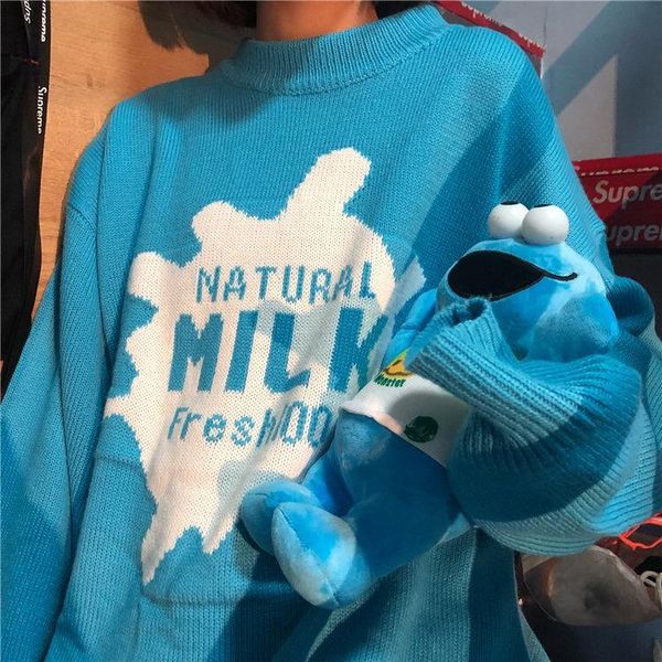 autumn new style korean ulzzang women sweater oversized milk sweaters female harajuku casual knitted pullover mujer, White;black
autumn new style korean ulzzang women sweater oversized milk sweaters female harajuku casual knitted pullover mujer, White;black