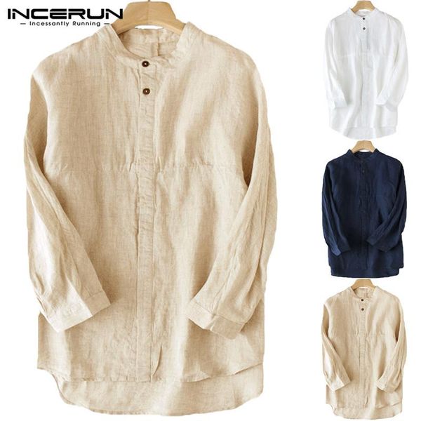 vintage men's shirt stand collar 3/4 sleeve button cotton linen solid color blouse chinese style leisure men shirts incerun, White;black
vintage men's shirt stand collar 3/4 sleeve button cotton linen solid color blouse chinese style leisure men shirts incerun, White;black