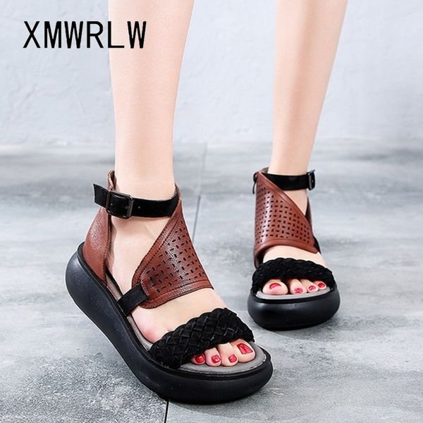 xmwrlw women's summer sandals genuine leather handmade ladies shoes 2020 summer thick sole women retro sandals buckle shoes t200529, Black
xmwrlw women's summer sandals genuine leather handmade ladies shoes 2020 summer thick sole women retro sandals buckle shoes t200529, Black