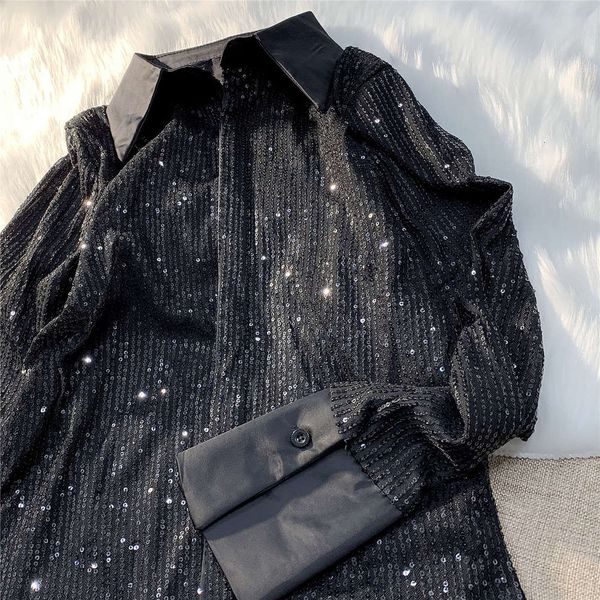 european heavy industry sequin shirt temperament female minority new dign in autumn and winter personality fashion trend, White
european heavy industry sequin shirt temperament female minority new dign in autumn and winter personality fashion trend, White