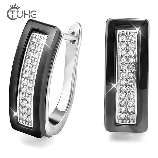 new crystal stud earrings for women ear jewelry black white real natural ceramic earring wedding engagement accessories, Golden;silver
new crystal stud earrings for women ear jewelry black white real natural ceramic earring wedding engagement accessories, Golden;silver