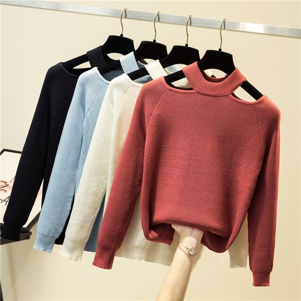 2020 autumn winter off-shoulder warm knit sweater women long-sleeved sweater womens slim all-match pullovers jumper, White;black
2020 autumn winter off-shoulder warm knit sweater women long-sleeved sweater womens slim all-match pullovers jumper, White;black