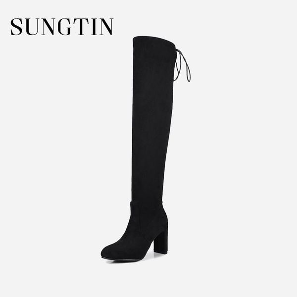 boots sungtin classic flock thigh high autumn winter women lace up over the knee lady stretch suede heels, Black
boots sungtin classic flock thigh high autumn winter women lace up over the knee lady stretch suede heels, Black
