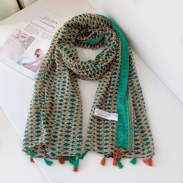 женщины осень хлопок вискоза кисточкой шаль роскошные bohemian геометрическая длинные пашмины wrap солнцезащитный лето мягкая шаль 180 * 90с, Blue;gray