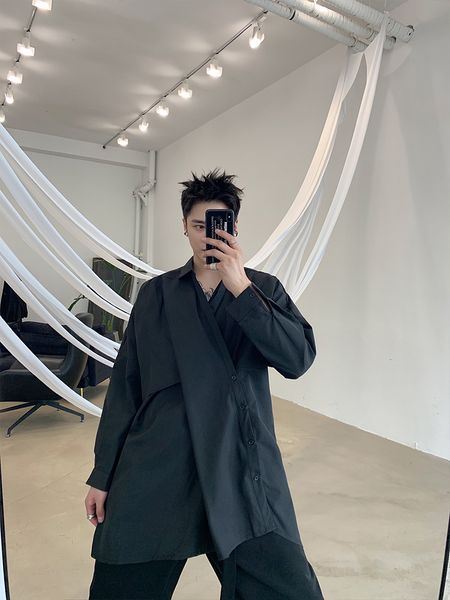 2021 new s-6xl. popular male shirt long oblique front cut high-end fashion blouse temper 2brs, Black
2021 new s-6xl. popular male shirt long oblique front cut high-end fashion blouse temper 2brs, Black