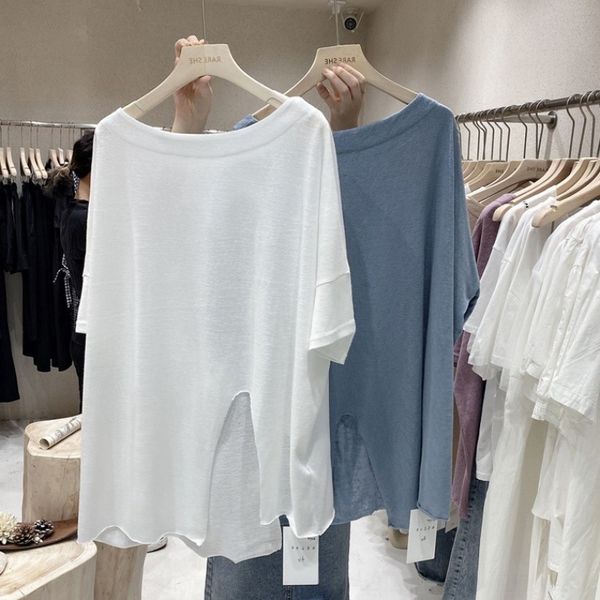 rjbt6 net red midins bottom t long solid t-shirt women's short sleeve korean loose split bf slouchy style tide shirt summer gprag, White
rjbt6 net red midins bottom t long solid t-shirt women's short sleeve korean loose split bf slouchy style tide shirt summer gprag, White