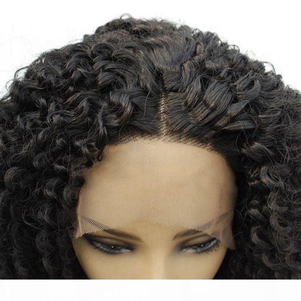 natural hairline 180% high density middle part kinky curly synthetic wig heat resistant lace front wigs for women, Black
natural hairline 180% high density middle part kinky curly synthetic wig heat resistant lace front wigs for women, Black