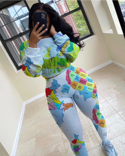 womens designer tracksuits long sleeve map print 2pcs long trousers clothing sets sport women two piece pants, White
womens designer tracksuits long sleeve map print 2pcs long trousers clothing sets sport women two piece pants, White