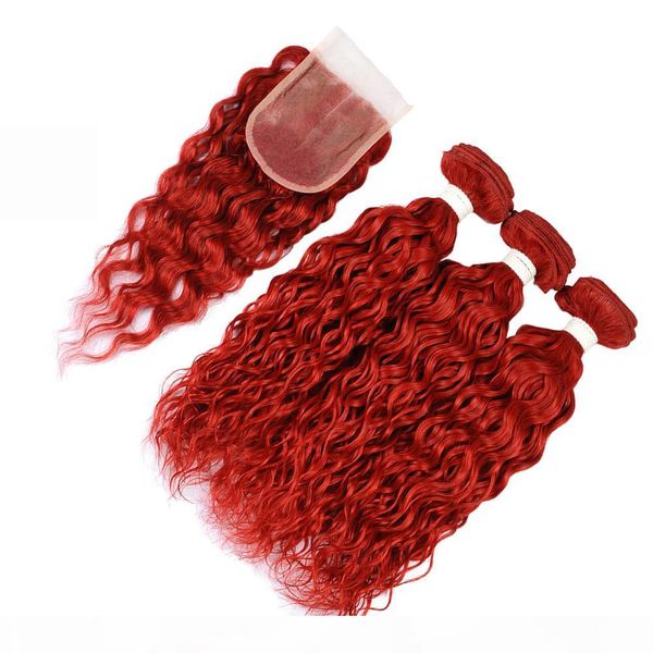 bright red indian human hair water wave 3bundles with closure 4pcs lot pure red wet wavy virgin hair lace closure 4x4 with weaves, Black
bright red indian human hair water wave 3bundles with closure 4pcs lot pure red wet wavy virgin hair lace closure 4x4 with weaves, Black