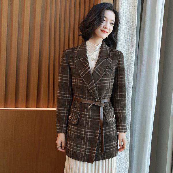 women's wool & blends vintage style tweed coat mid long kids 2021 autumn and winter double faced woolen, Black
women's wool & blends vintage style tweed coat mid long kids 2021 autumn and winter double faced woolen, Black