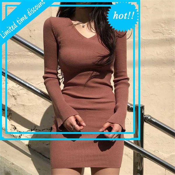 spring women bodycon mini elegant long mouwen vneck effen colour rib knit club short dress vestido de mulher, Black
spring women bodycon mini elegant long mouwen vneck effen colour rib knit club short dress vestido de mulher, Black
