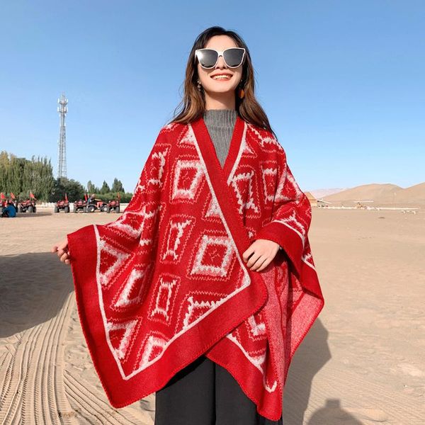 scarves autumn winter ladies big diamond shawl retro folk style warmth thick knitted imitation cashmere split long foulard femme, Blue;gray
scarves autumn winter ladies big diamond shawl retro folk style warmth thick knitted imitation cashmere split long foulard femme, Blue;gray