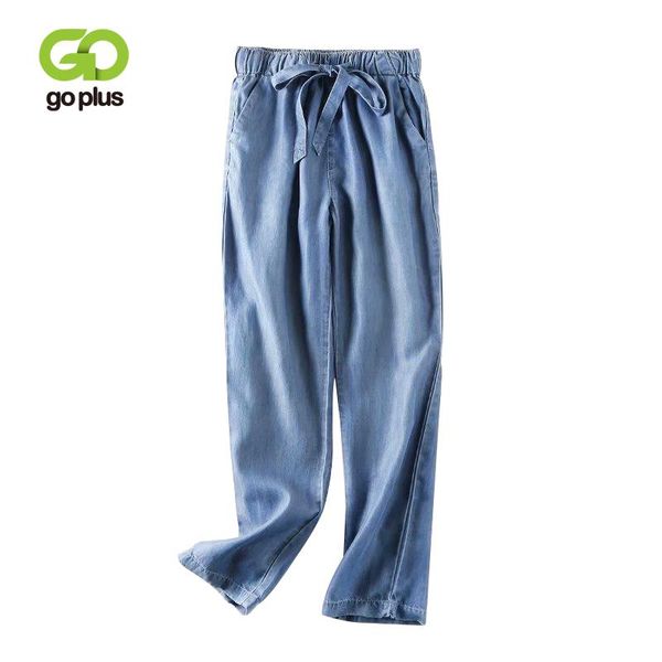 women's jeans goplus high elastic waist softener women distressed solid striped mom full length harem pants loose denim trousers, Blue
women's jeans goplus high elastic waist softener women distressed solid striped mom full length harem pants loose denim trousers, Blue