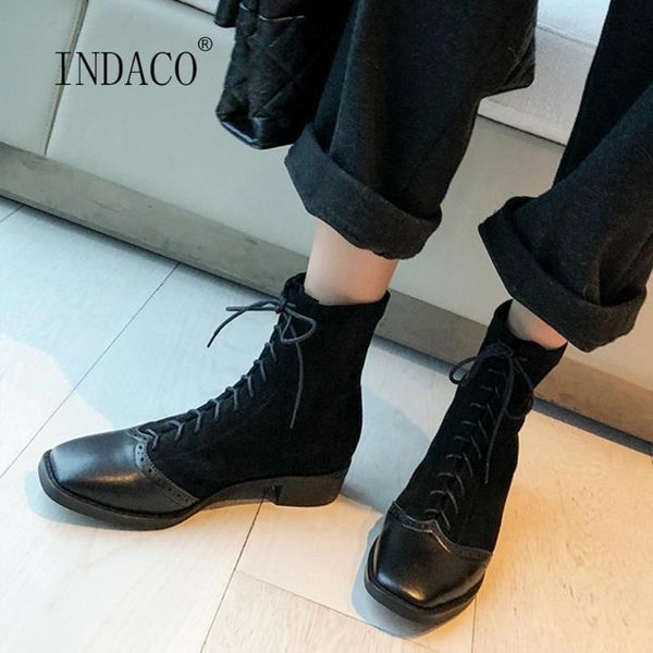 women boots winter leather patchwork suede square toe black boots lace up leather bota feminina
women boots winter leather patchwork suede square toe black boots lace up leather bota feminina