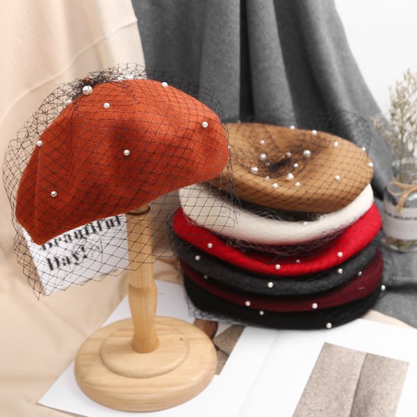 ladies autumn winter luxury pearl veil berets cashmere beret women warm french hats girls knitted red beaded beret femme 201009, Blue;gray
ladies autumn winter luxury pearl veil berets cashmere beret women warm french hats girls knitted red beaded beret femme 201009, Blue;gray