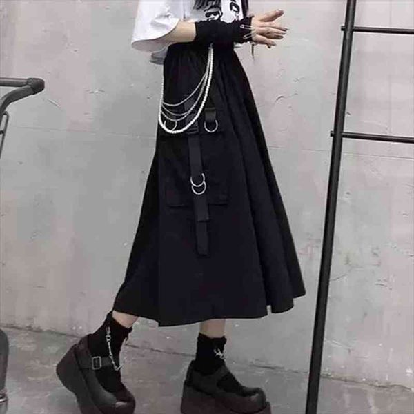 high waist loose a-line skirts women chain side ring pocket midi long hip hop black skirt
high waist loose a-line skirts women chain side ring pocket midi long hip hop black skirt