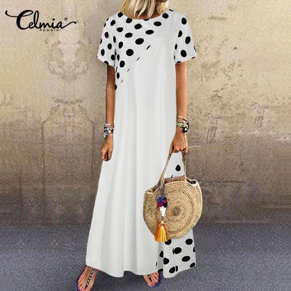 celmia women bohemian dot printed sundress summer long dress short sleeve casual loose beach maxi vestidos plus size sarafans 71, White;black
celmia women bohemian dot printed sundress summer long dress short sleeve casual loose beach maxi vestidos plus size sarafans 71, White;black