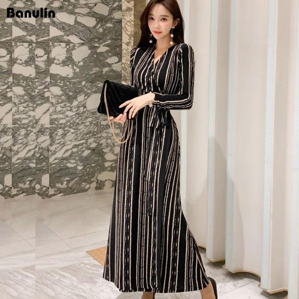 korean style maxi dress 2020 spring women v-neck striped printed long dress elegant long sleeve female robe with belt, Black;gray
korean style maxi dress 2020 spring women v-neck striped printed long dress elegant long sleeve female robe with belt, Black;gray