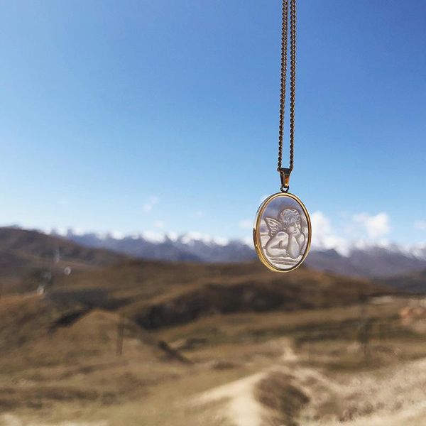 pendant necklaces londany european and american little angel shell natural oval necklace collarbone chain titanium steel, Silver
pendant necklaces londany european and american little angel shell natural oval necklace collarbone chain titanium steel, Silver