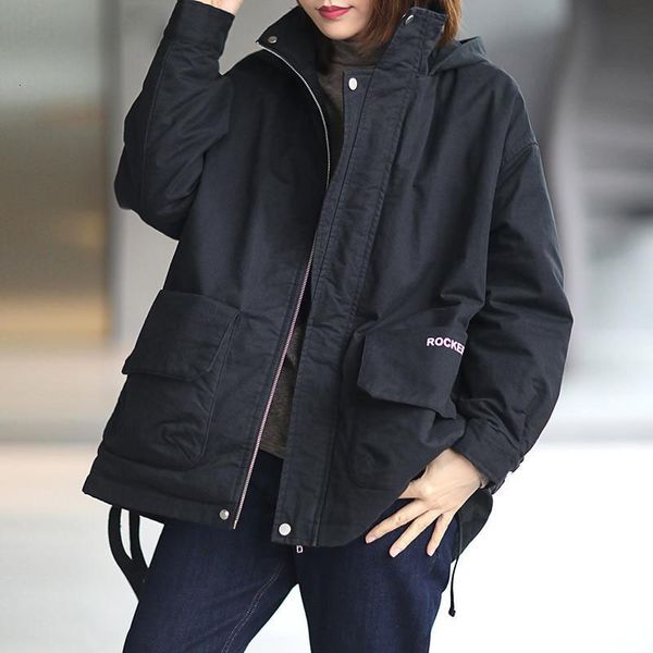 Winter New Casual Korean Warm Coat Loose Size Large Letter Print with Hoodie Parka Cotton Outerwear Female R84 Sfao, Black
Winter New Casual Korean Warm Coat Loose Size Large Letter Print with Hoodie Parka Cotton Outerwear Female R84 Sfao, Black