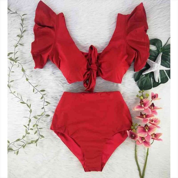 swimwear women ruffled bikini solid red lace up bandage high waist swimsuit vintage beach bathing suit push up bikini, White;black
swimwear women ruffled bikini solid red lace up bandage high waist swimsuit vintage beach bathing suit push up bikini, White;black