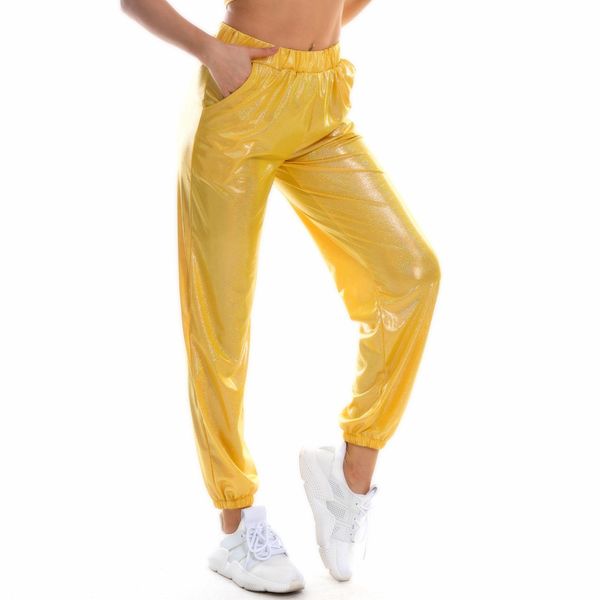 reflective women high waist metallic jogger pants trousers shiny holographic loose pants hip hop dance pants bottoms streetwear lj201130, Black;white
reflective women high waist metallic jogger pants trousers shiny holographic loose pants hip hop dance pants bottoms streetwear lj201130, Black;white