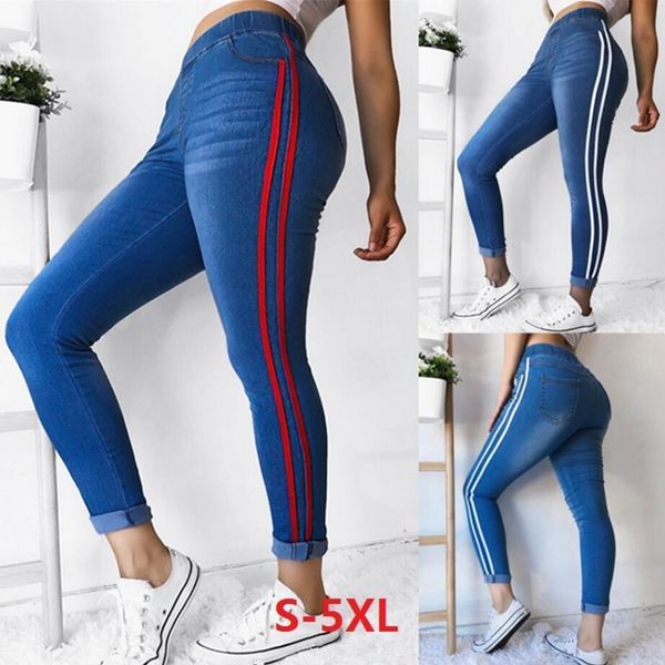 2020 new striped jeans women's plus size s-5xl elasticity waist pencil pants trousers red stripes small stretch jeans hot, Blue
2020 new striped jeans women's plus size s-5xl elasticity waist pencil pants trousers red stripes small stretch jeans hot, Blue