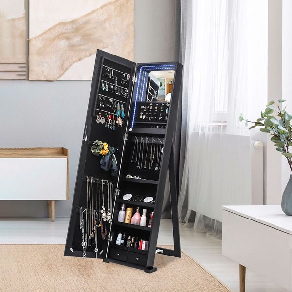 led jewelry cabinet mirror jewelry cabinet wardrobe mirror storage box full-length mirror hidden storage space jewelry display cabinet, Black;white
led jewelry cabinet mirror jewelry cabinet wardrobe mirror storage box full-length mirror hidden storage space jewelry display cabinet, Black;white