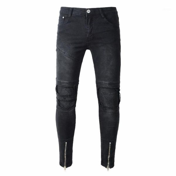 2020 fashion casual slim men wear denim holes torn leg zipper pleated hip hop jeans cowboy straight men's trousers1, Blue
2020 fashion casual slim men wear denim holes torn leg zipper pleated hip hop jeans cowboy straight men's trousers1, Blue