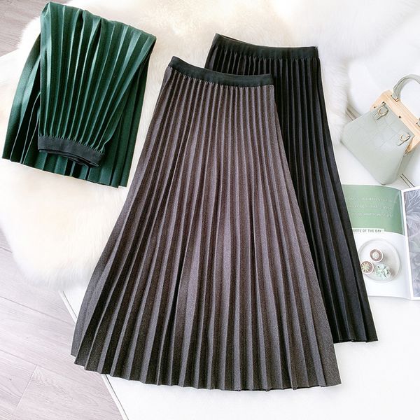 wasteheart winter black green gray women skirt high waist a-line long skirt mid-calf skirts casual pleated skirt ramp y1214
wasteheart winter black green gray women skirt high waist a-line long skirt mid-calf skirts casual pleated skirt ramp y1214