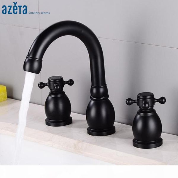 azeta deck mounted black bathrooom faucet 3 hole double handles washbasin sink mixer tap and cold water basin faucet at5868b
azeta deck mounted black bathrooom faucet 3 hole double handles washbasin sink mixer tap and cold water basin faucet at5868b