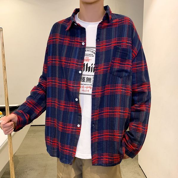 spring and autumn ulzzang long sleeve coat shirtplaid shirt men's korean fashion student shirt casual versatile bf coat uvoat, Blue
spring and autumn ulzzang long sleeve coat shirtplaid shirt men's korean fashion student shirt casual versatile bf coat uvoat, Blue