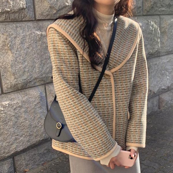 women's jackets bornladies casual feminine women sailor collar plaid outerwear office lady loose elegant street winter warm coat 1, Black;brown
women's jackets bornladies casual feminine women sailor collar plaid outerwear office lady loose elegant street winter warm coat 1, Black;brown