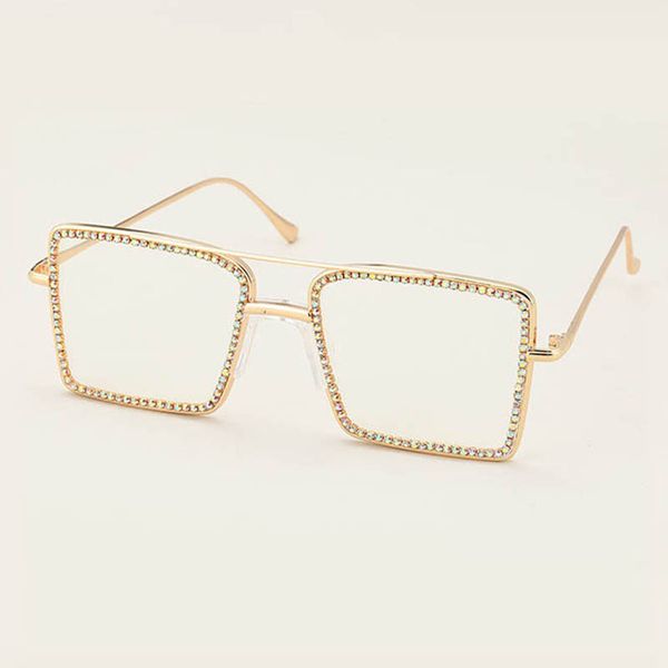 fashion square eyeglasses frame with full rhinestones flat mirror anti-blue light metal glasses gold and silver
fashion square eyeglasses frame with full rhinestones flat mirror anti-blue light metal glasses gold and silver