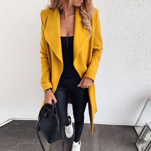 women's wool & blends long coat women lapel wide collar open front cardigan jacket office warm overcoat womens ladies manteau femme1, Black
women's wool & blends long coat women lapel wide collar open front cardigan jacket office warm overcoat womens ladies manteau femme1, Black