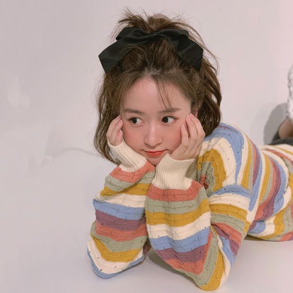 autumn and winter new style outer knitted bottoming shirt rainbow stripe wool women's net red contrast color long sleeve slim t-shirt
autumn and winter new style outer knitted bottoming shirt rainbow stripe wool women's net red contrast color long sleeve slim t-shirt