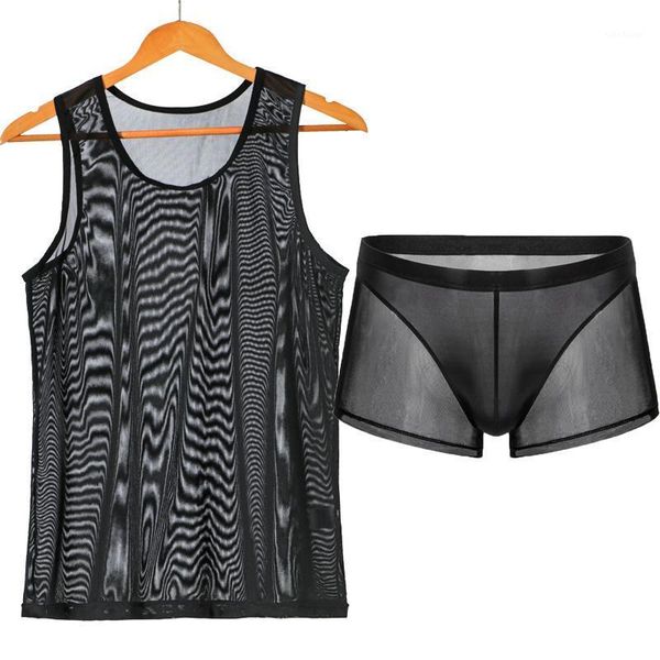 undershirts mens sets mesh breathable underwear transparent sleeveless tank boxer shorts elastic sleepwear nightwear1, Black;brown
undershirts mens sets mesh breathable underwear transparent sleeveless tank boxer shorts elastic sleepwear nightwear1, Black;brown
