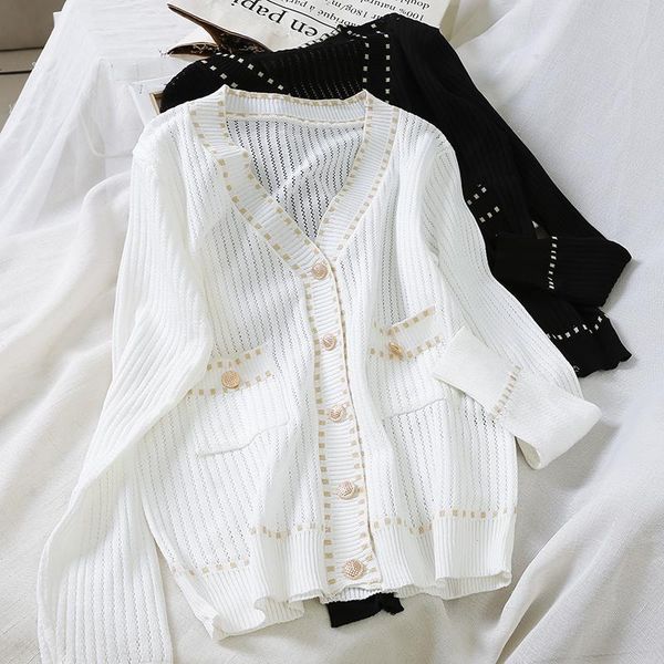 women's knits & tees autumn elagant coats women hollow out knit cardigan cropped soft sweater vintage, White
women's knits & tees autumn elagant coats women hollow out knit cardigan cropped soft sweater vintage, White