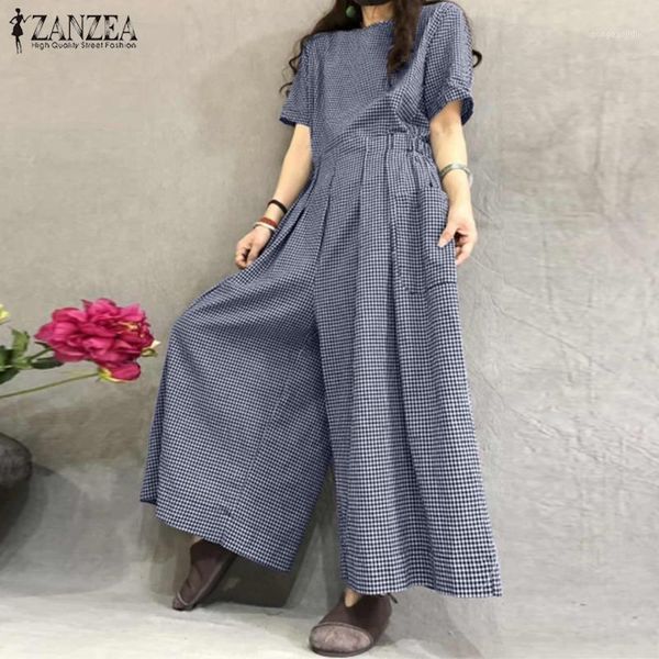 zanzea summer wide leg jumpsuits women plaid rompers vintage short sleeve overalls casual back zip playsuits plus size trousers1, Black;white
zanzea summer wide leg jumpsuits women plaid rompers vintage short sleeve overalls casual back zip playsuits plus size trousers1, Black;white