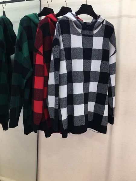 women's sweaters 2021 grey red green plaid women cashmere winter warm sweater loose hooded female jumper, White;black
women's sweaters 2021 grey red green plaid women cashmere winter warm sweater loose hooded female jumper, White;black