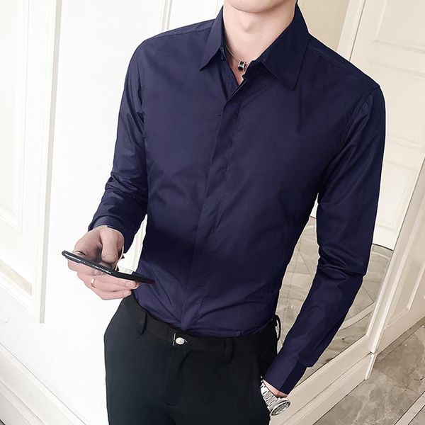men's shirt long sleeve business casual shirt men button slim fit fashions solid mens dress shirts tuxedo male, White;black
men's shirt long sleeve business casual shirt men button slim fit fashions solid mens dress shirts tuxedo male, White;black