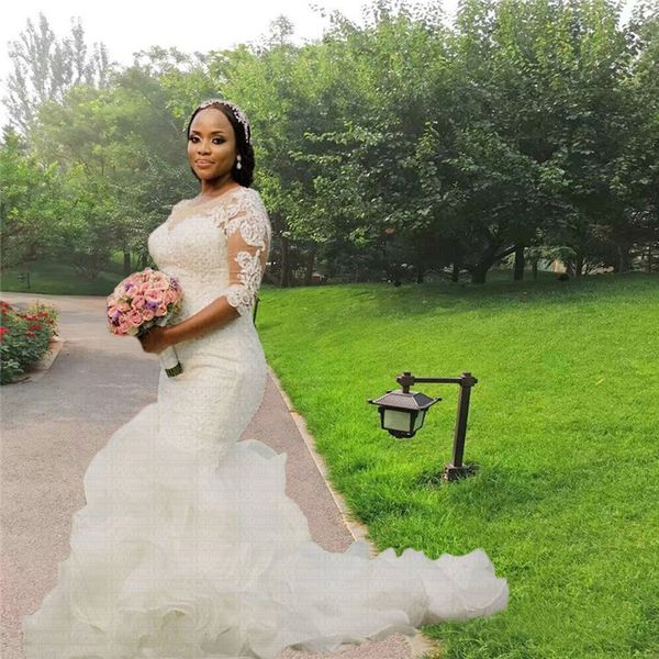 2021 new african illusion mermaid dress with no zipper to the floor dressed as wedding robe mariee fzb3, White
2021 new african illusion mermaid dress with no zipper to the floor dressed as wedding robe mariee fzb3, White