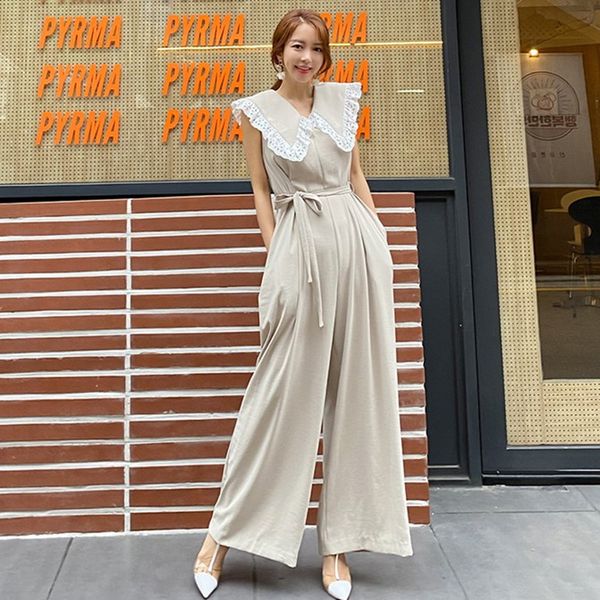 zawfl 2020 spring autumn women notched collar belted sleeveless casual long pant overalls lady party jumpsuit c1015, Black;white 
zawfl 2020 spring autumn women notched collar belted sleeveless casual long pant overalls lady party jumpsuit c1015, Black;white