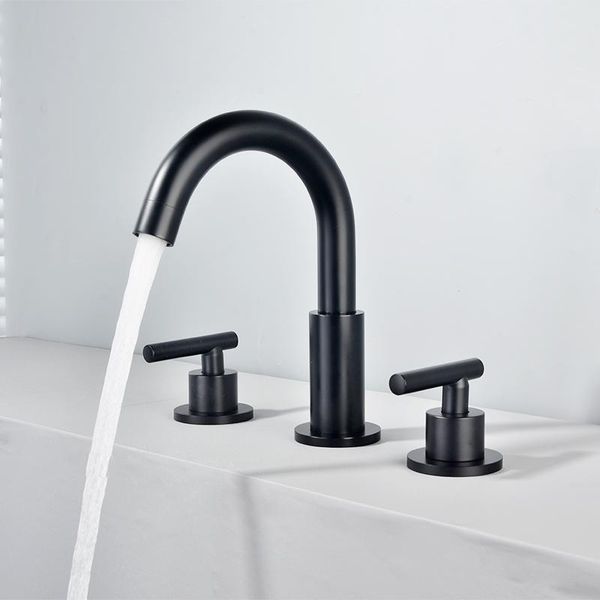 black double handle three hole basin faucets brushed gold brass mounted bathroom sink faucet and cold water mixer tap
black double handle three hole basin faucets brushed gold brass mounted bathroom sink faucet and cold water mixer tap