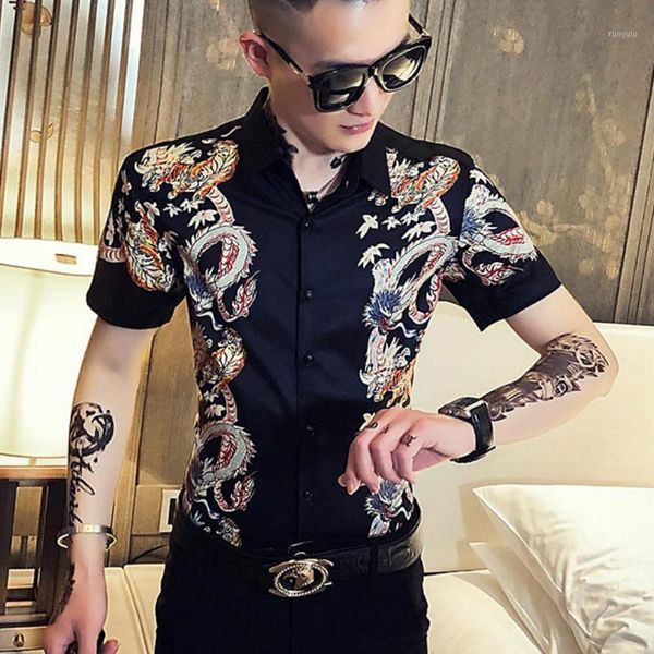 2020 luxury dragon print men shirt summer short sleeve casual slim fit streetwear social shirt night club blusa camisa masculina1, White;black
2020 luxury dragon print men shirt summer short sleeve casual slim fit streetwear social shirt night club blusa camisa masculina1, White;black