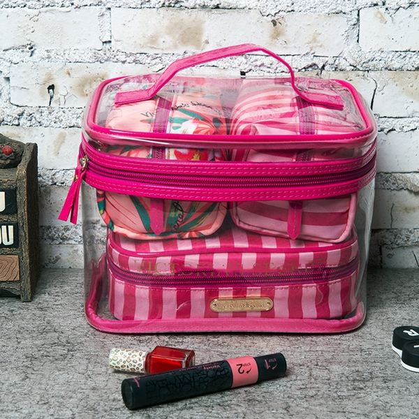pvc transparent cosmetic bag travel toiletry bag set make-up organizer pouch makeup case beautician vanity necessaire trip y200714, Blue;pink
pvc transparent cosmetic bag travel toiletry bag set make-up organizer pouch makeup case beautician vanity necessaire trip y200714, Blue;pink