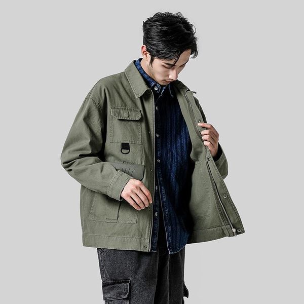 men's wool & blends 2021 style japanese-style coat mens autumn winter labeling solid color fold-down collar loose-fit tooling, Black
men's wool & blends 2021 style japanese-style coat mens autumn winter labeling solid color fold-down collar loose-fit tooling, Black