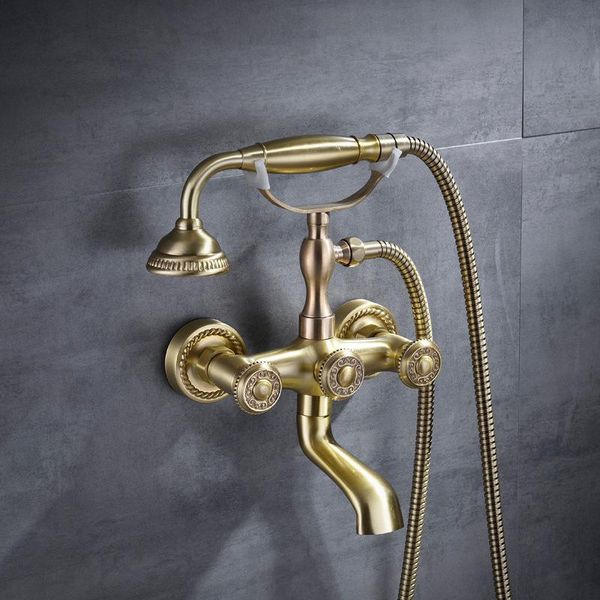 gold bathroom shower mixer solid brass antique retro style bathtub shower set with hand faucet wall mount faucet
gold bathroom shower mixer solid brass antique retro style bathtub shower set with hand faucet wall mount faucet