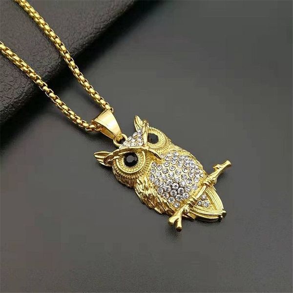 hip hop iced out owl pendant necklace for women gold color stainless steel animal bling aaa cz necklace women's jewelry 201014, Silver
hip hop iced out owl pendant necklace for women gold color stainless steel animal bling aaa cz necklace women's jewelry 201014, Silver
