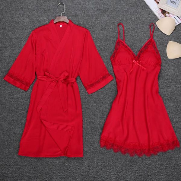satin fashion women soft and comfortable sleepwear lace patchwork nightdress sling robe long sleeve set n50, Black;red
satin fashion women soft and comfortable sleepwear lace patchwork nightdress sling robe long sleeve set n50, Black;red